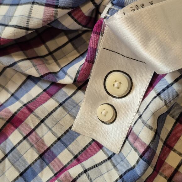 UNTUCKit Performance Button Up Shirt Men XL Pin Oak Plaid Reg Fit Stretch Wickin - Picture 5 of 11